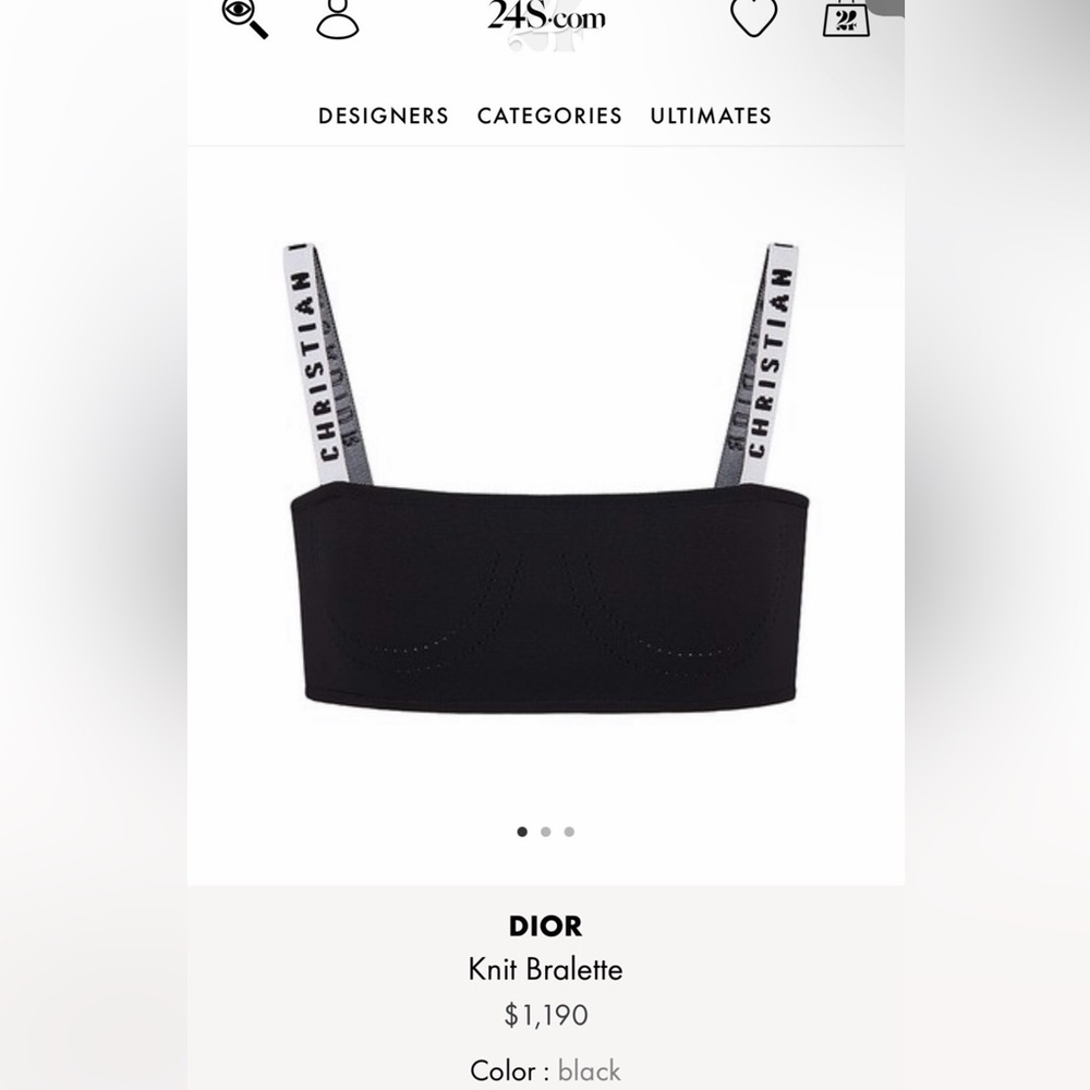 Dior Black Knit Bralette with Logo Straps
